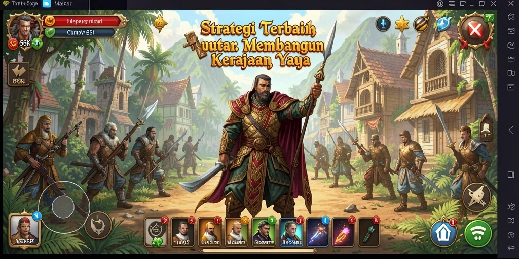 Tangkapan layar utama memperlihatkan aksi pertempuran dalam game SLG