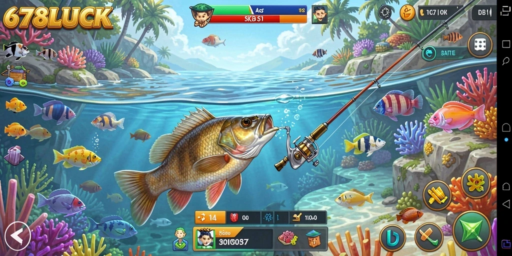 Screenshot gameplay 678LUCK menampilkan aksi memancing yang seru.