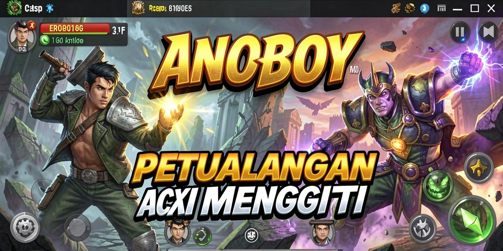 Tangkapan layar utama ANOBOY menampilkan aksi seru dalam pertempuran.