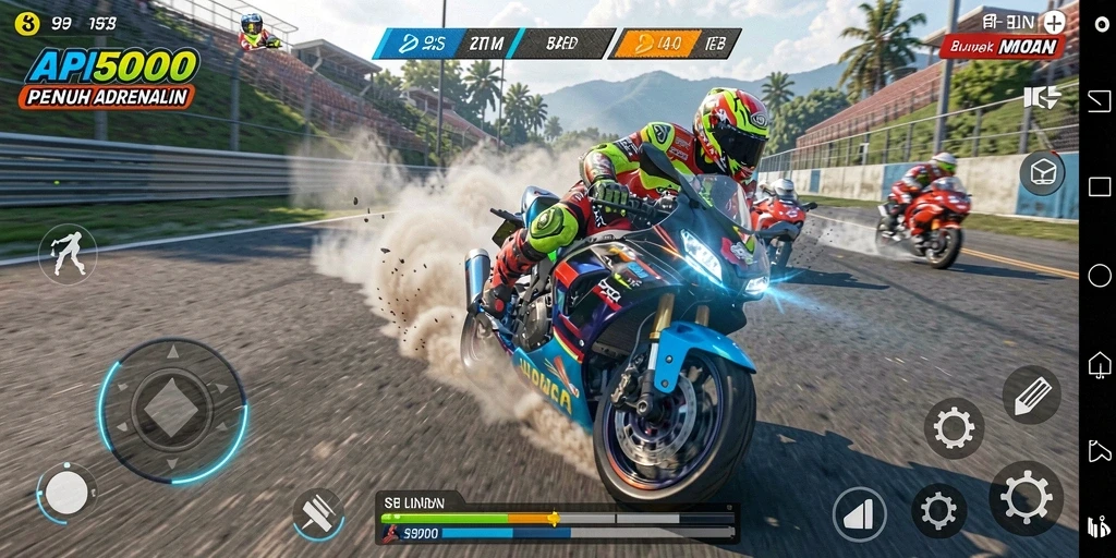Gameplay seru API5000 dengan balapan motor yang mendebarkan.
