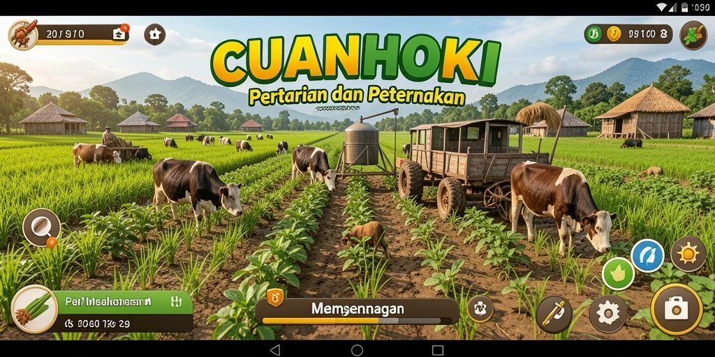Tampilan gameplay seru dan interaktif di dunia pertanian.