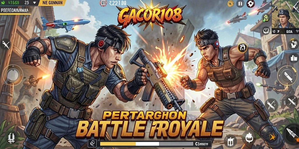 Screenshot gameplay GACOR108 menampilkan aksi seru dalam Battle Royale.