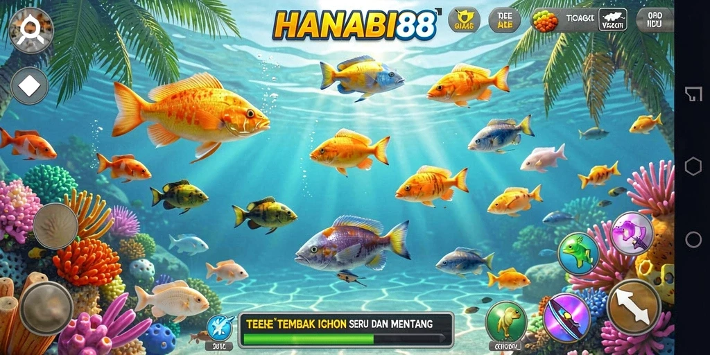 Gameplay seru dari HANABI88 saat menangkap ikan.