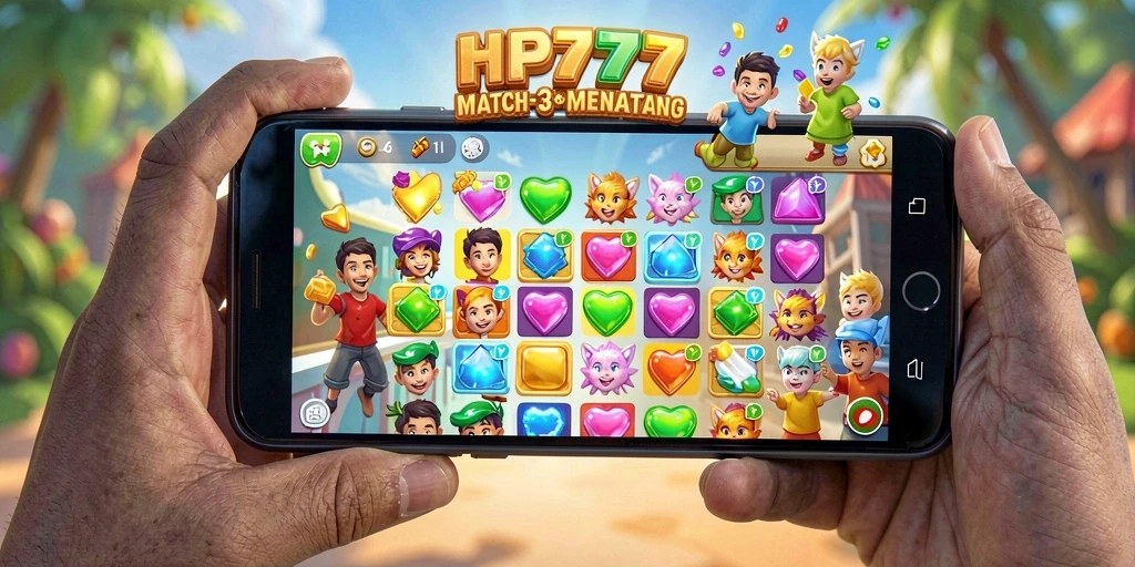 Tangkapan layar dari gameplay seru HP777 dalam kategori Match-3.