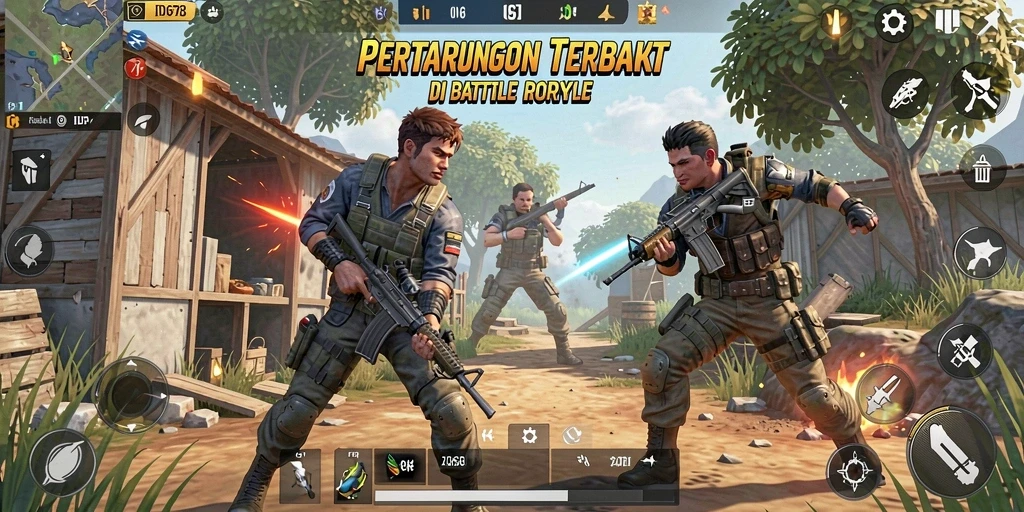 Tangkapan layar dari gameplay Battle Royale ID678 yang mendebarkan.