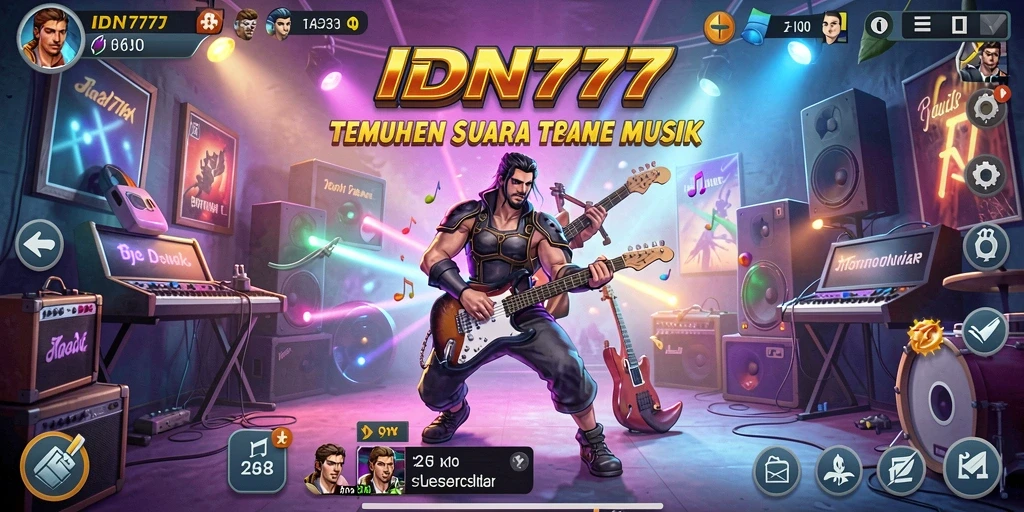 Screenshot gameplay IDN777 menampilkan antarmuka permainan musik yang menarik.