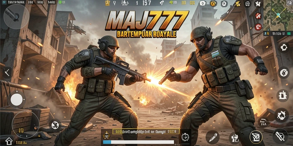 Tampilan gameplay MAJ777 yang penuh aksi dalam arena Battle Royale.