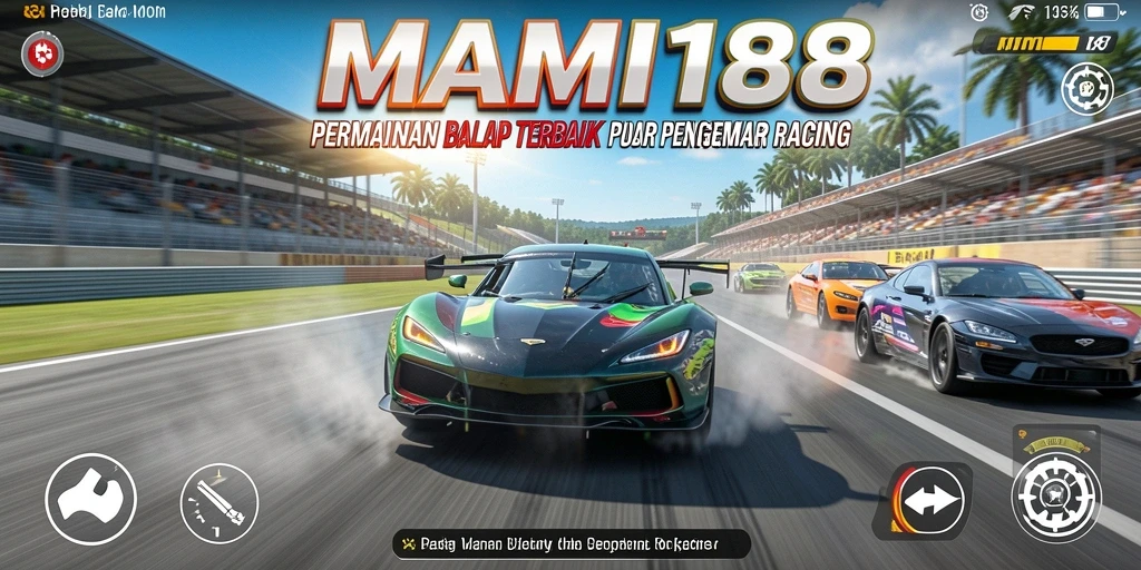Screenshot gameplay MAMI188 menampilkan balapan mendebarkan dengan grafis yang menawan.