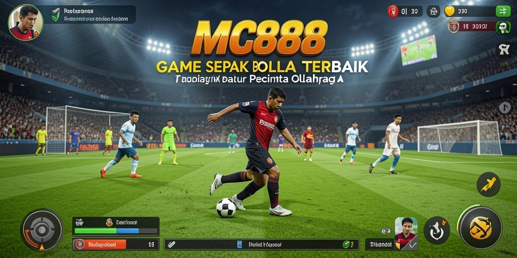 Tampilan gameplay seru di MC888 dengan aksi sepak bola intens.