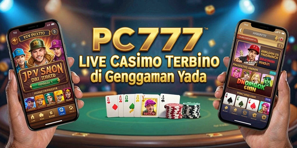 Screenshot PC777 menampilkan dealer profesional dalam permainan Live Casino yang mendebarkan.