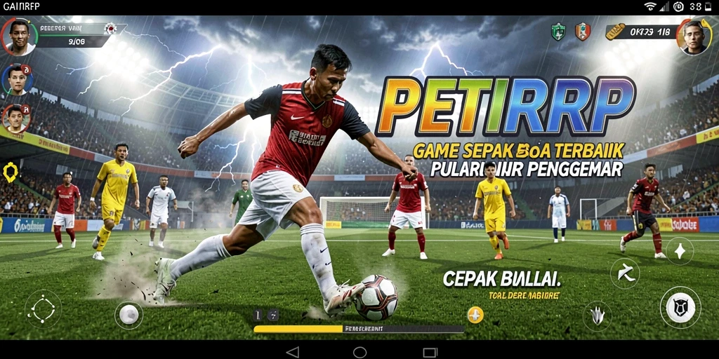 Screenshot menunjukkan aksi seru dalam permainan sepak bola.