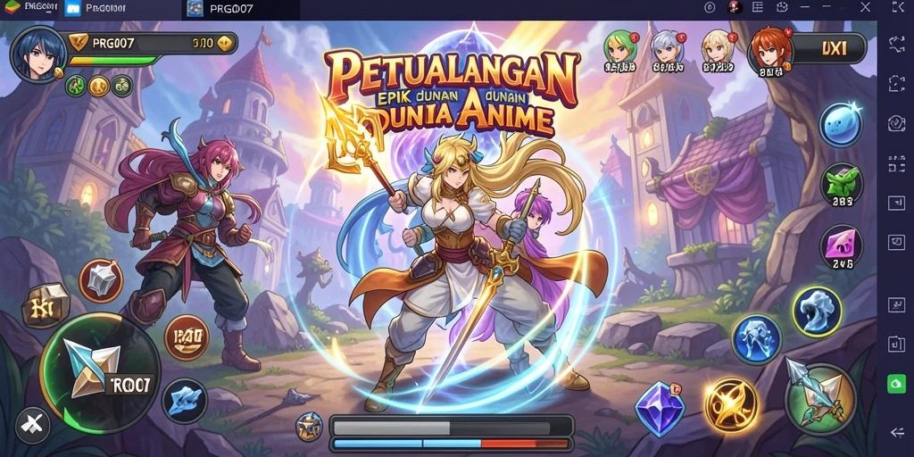 Tampilan utama gameplay PRG007 yang memukau dalam dunia Anime.