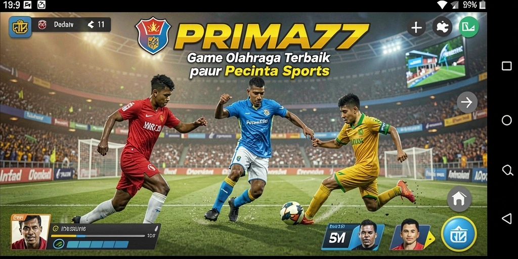 Tampilan gameplay seru dari PRIMA77 saat pertandingan olahraga.