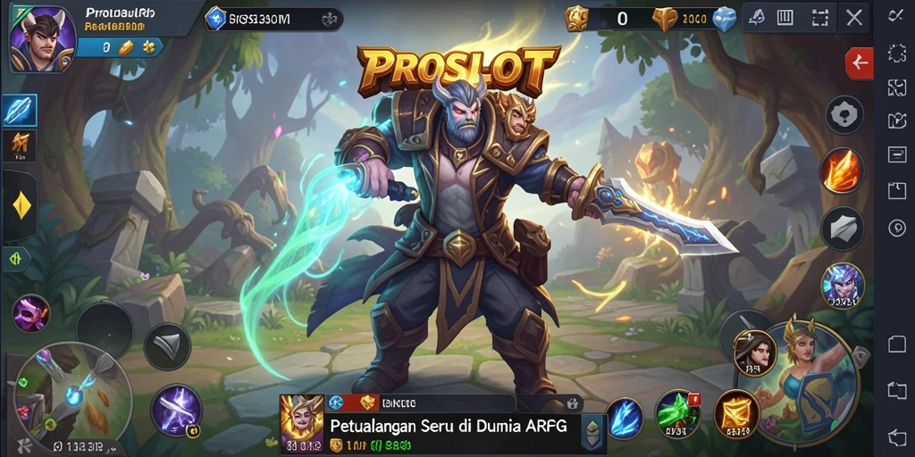 Screenshot gameplay ARPG PROSLOT yang menampilkan pertempuran epik.