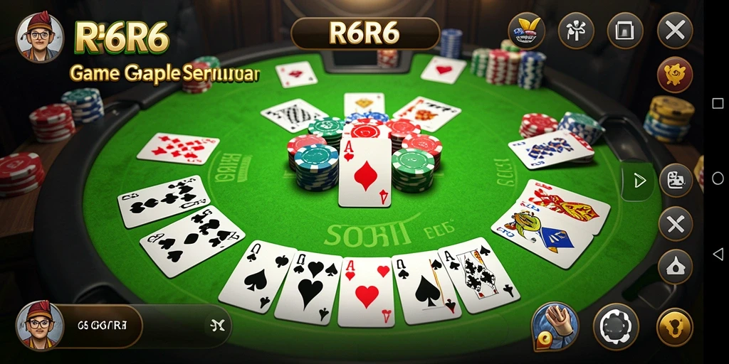 Screenshot R6R6 menampilkan permainan Gaple yang seru dan interaktif.