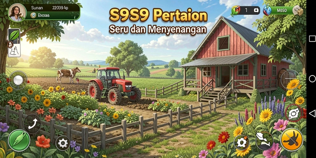 Tampilan gameplay S9S9 yang menarik dengan aktivitas pertanian.