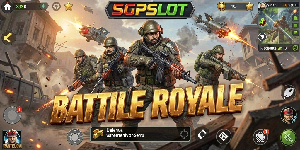 Tampilan gameplay SGPSLOT yang intens dan penuh aksi Battle Royale.