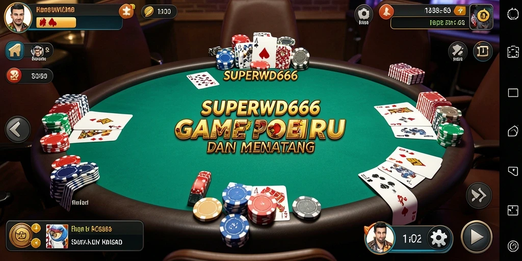 Tampilan gameplay seru di SUPERWD666 dengan aksi poker yang mendebarkan.
