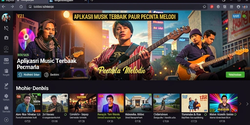 Screenshot gameplay V21 menampilkan antarmuka aplikasi musik yang menarik.