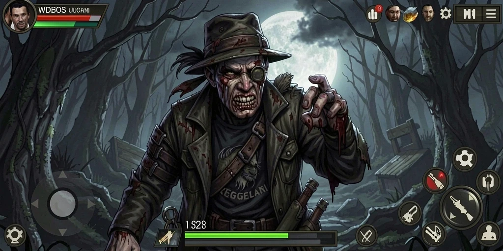 Screenshot gameplay WDBOS yang menegangkan di dalam rumah angker.
